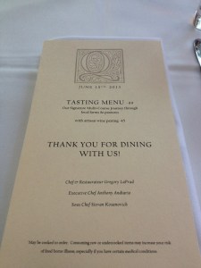 Quiessence at The Farm Tasting Menu